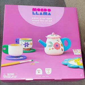 Mondo Llama Paint-Your-Own Wood Tea Set - Pink